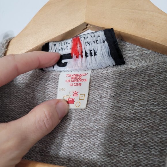 Cooper Vintage Canadian Wool Blend Diamond Knit Cardigan Sweater Pockets Preppy - Picture 7 of 15